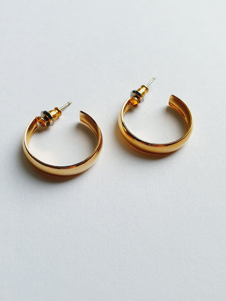 Vintage Gold Plated Minimal Hoops