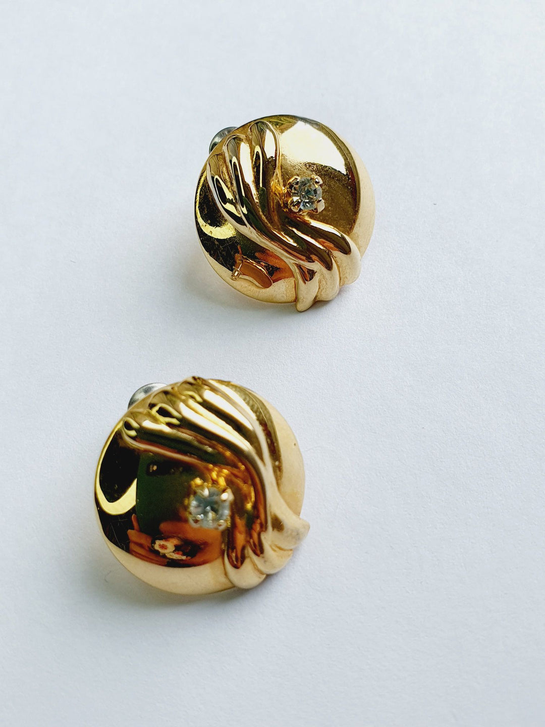 Vintage Gold Plated Round Stud Earrings