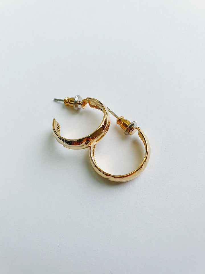 Vintage Gold Plated Minimal Hoops