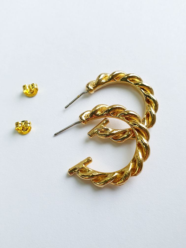 Vintage Gold Plated Twist Hoops