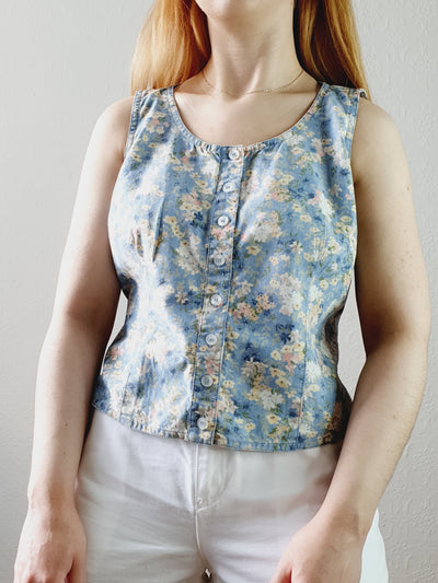 Vintage Floral Sleeveless Top • S-M