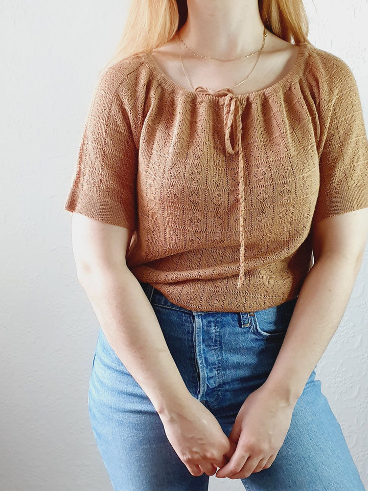 Tan Drawstring Vintage Jumper - S