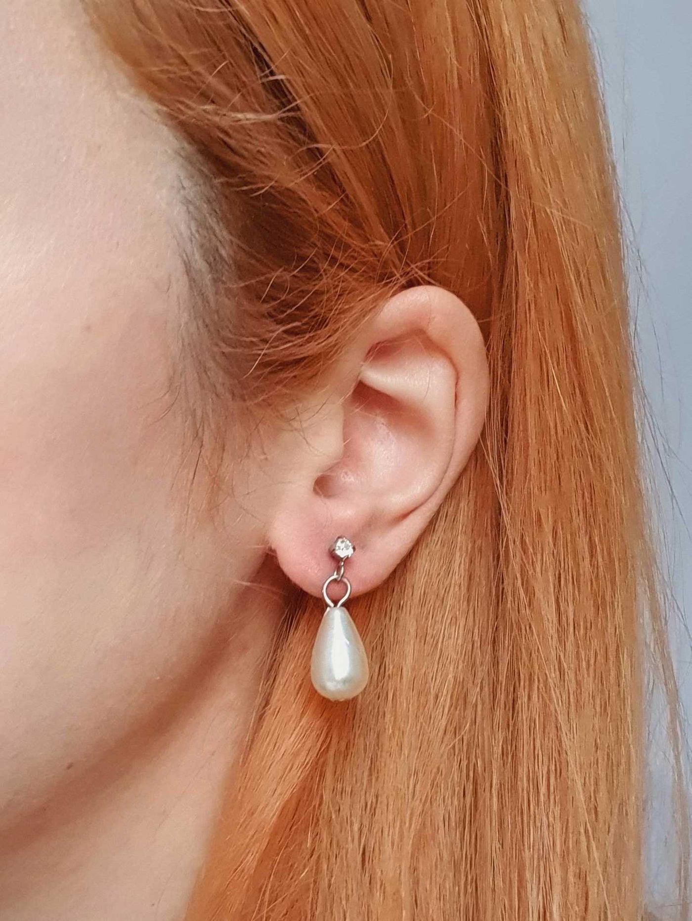 Vintage Silver Toned Pearl Drop Earrings