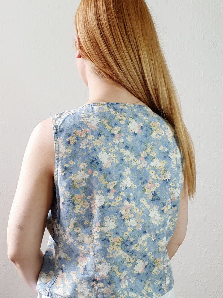 Vintage Floral Sleeveless Top • S-M