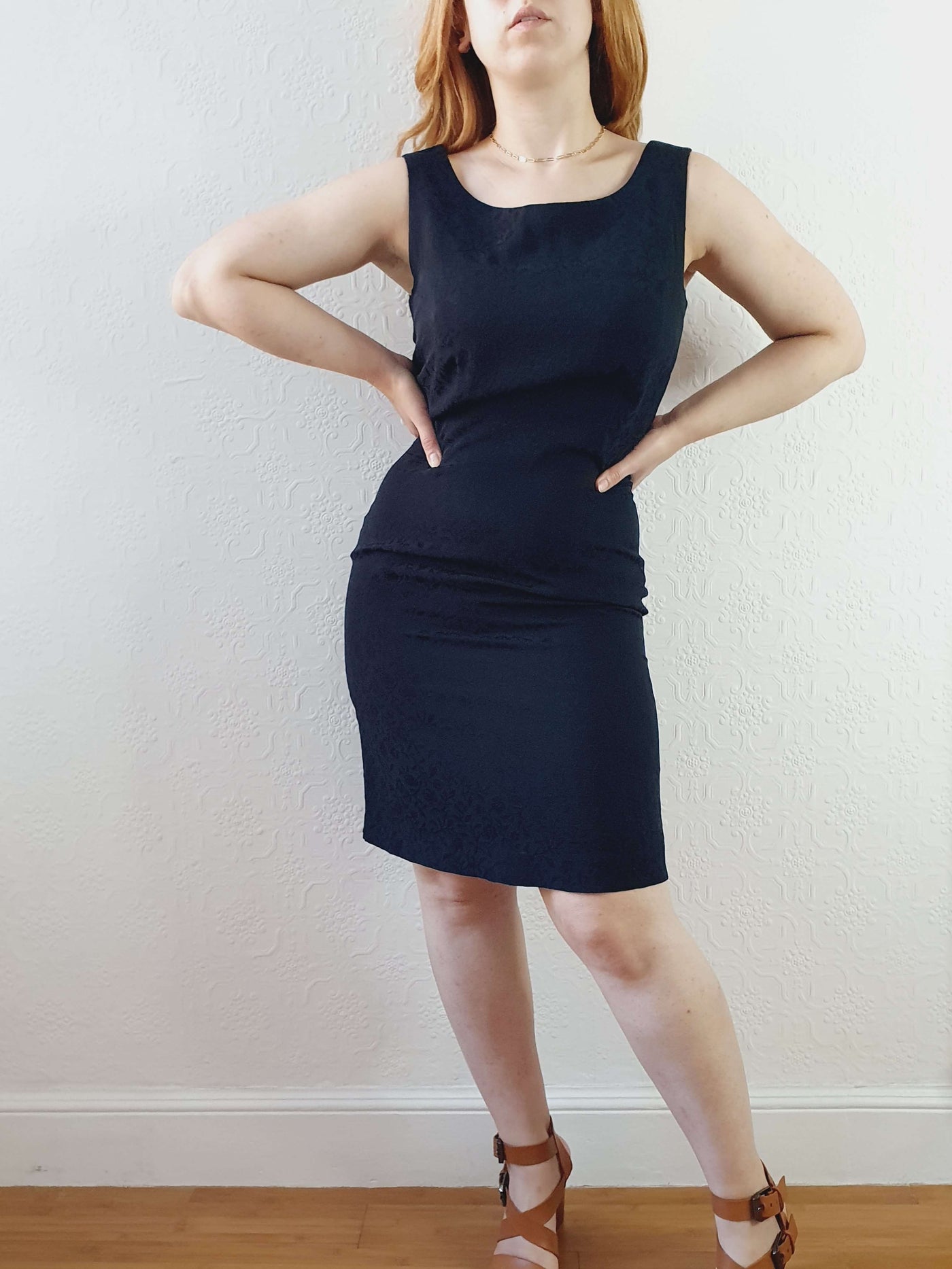 Vintage 100% Silk Sleeveless Little Black Dress - XS/S