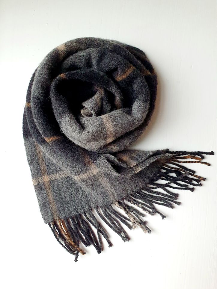 Vintage Grey Tartan Scarf