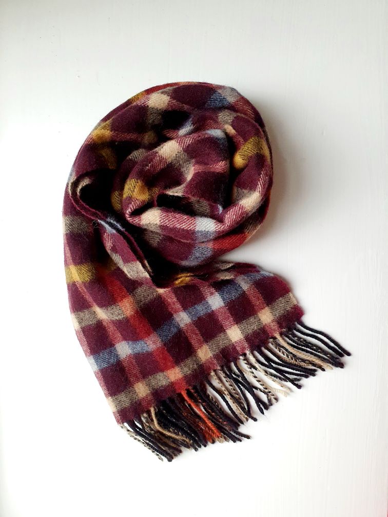 Vintage Burgundy Checked Scarf