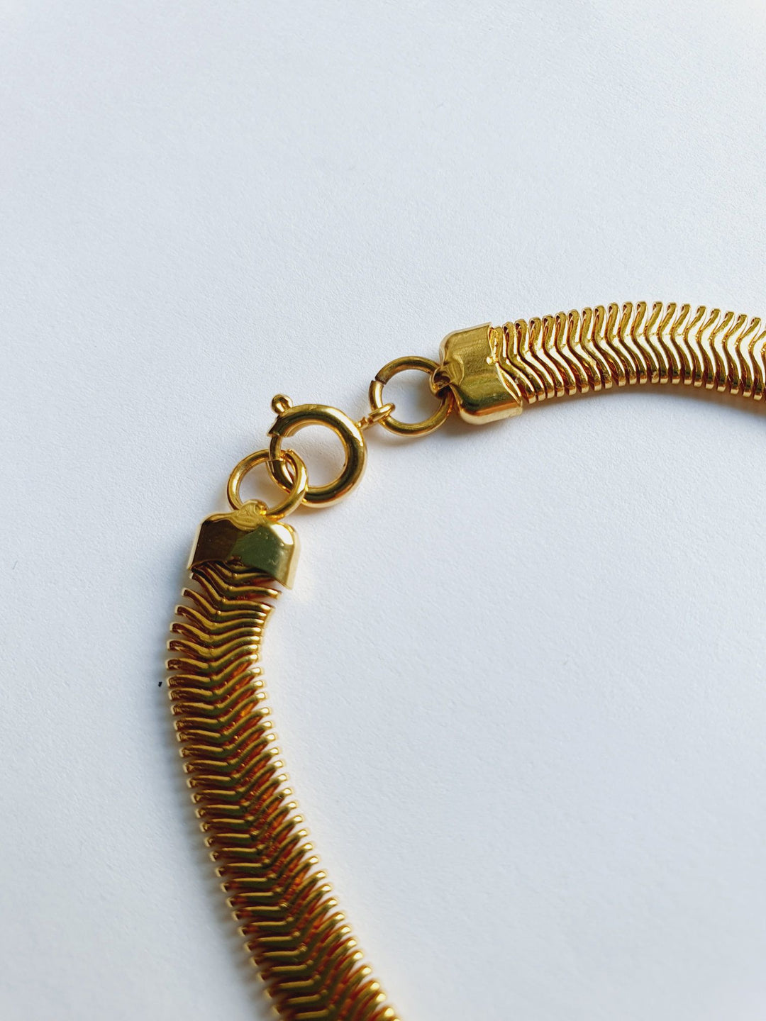 Vintage Gold Plated Herringbone Chain Bracelet