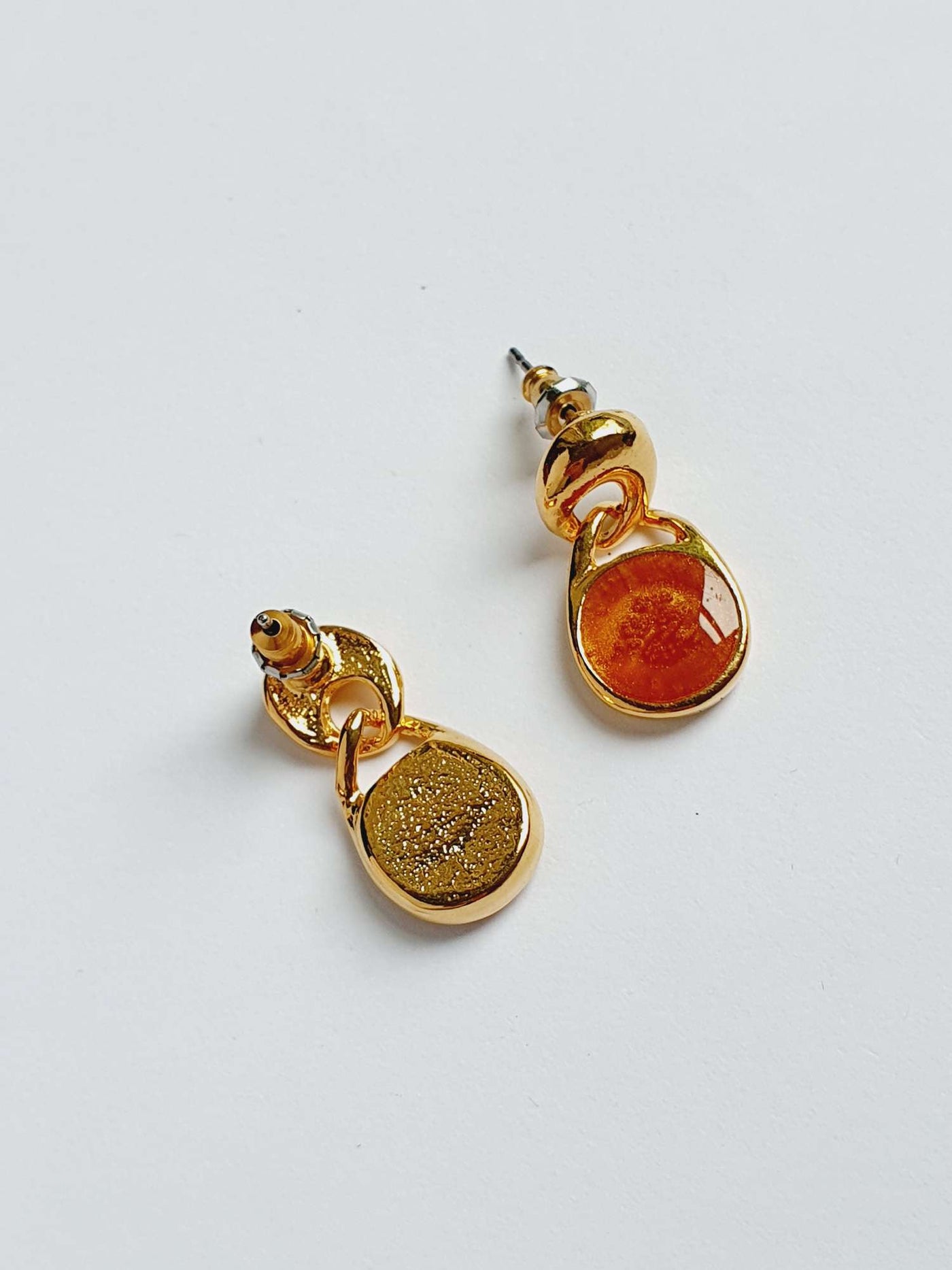 Vintage Gold Plated Copper Enamel Drop Earrings