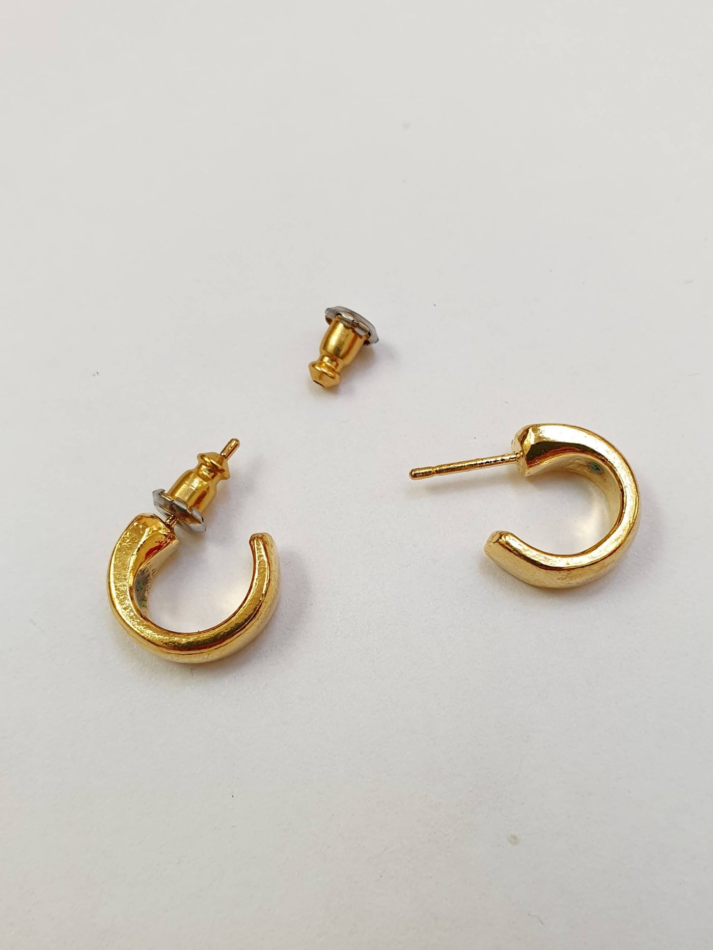 Vintage Gold Plated Chunky Micro Hoop Earrings