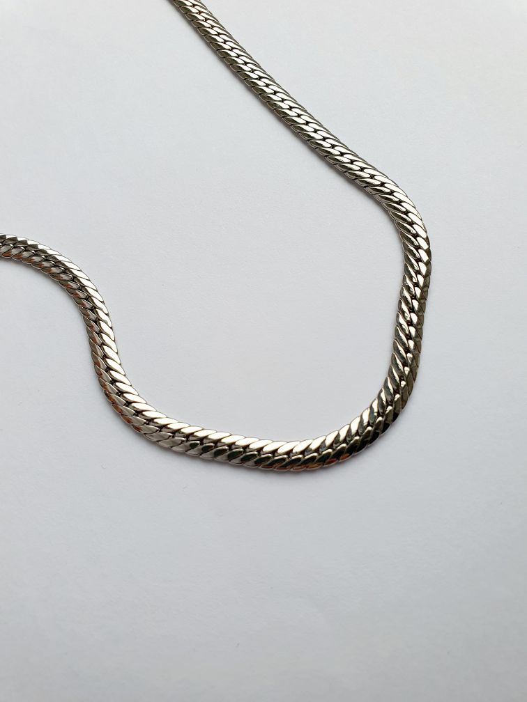 Vintage Silver Plated Curb Chain Necklace