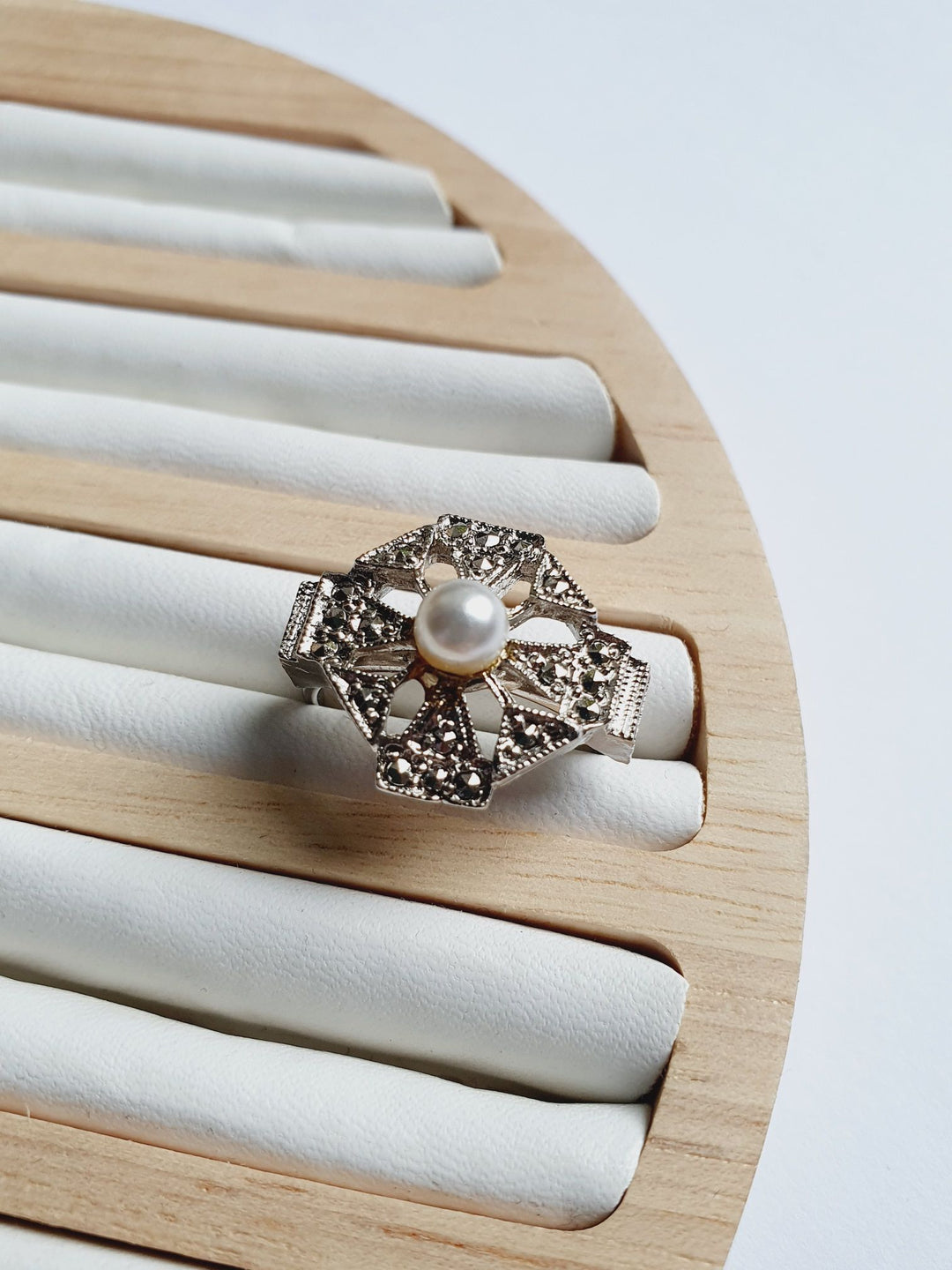 Vintage Silver Plated Pearl Ring