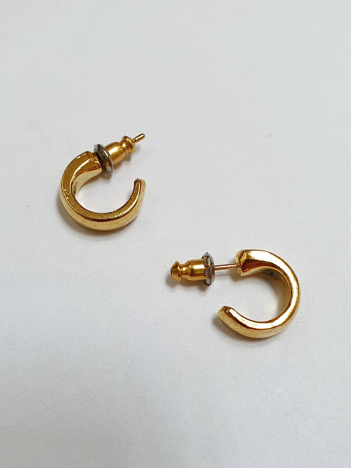 Vintage Gold Plated Chunky Micro Hoop Earrings