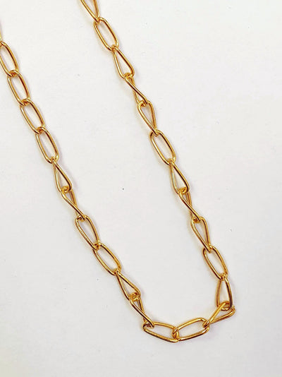 Vintage Gold Plated Long Link Chain Necklace