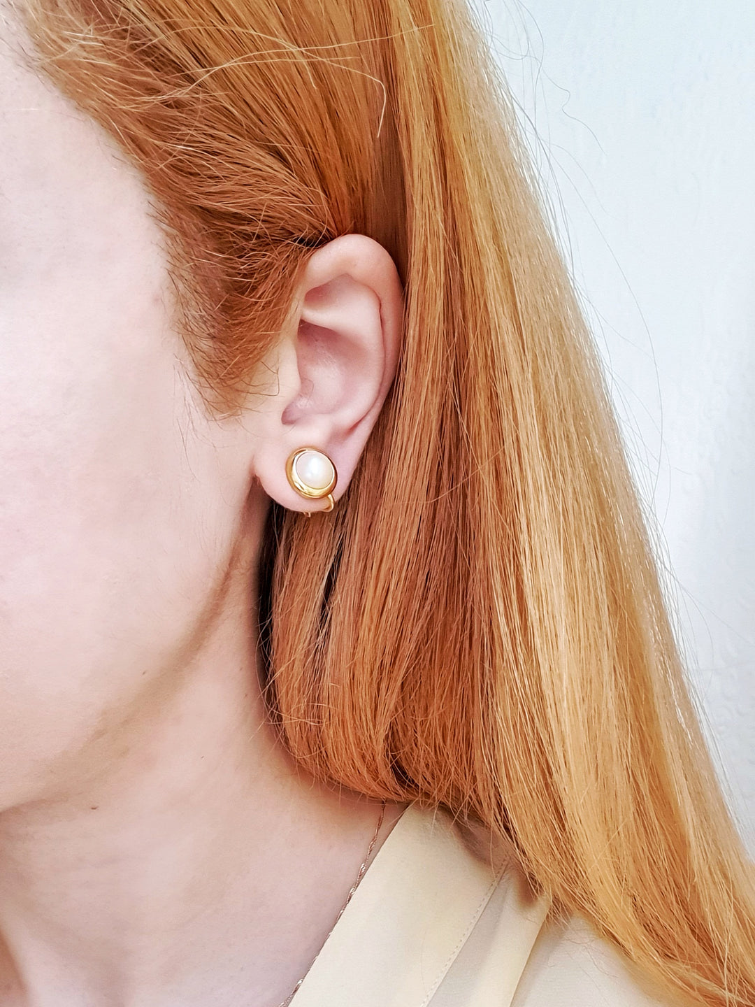 Faux Pearl Clip On Earrings