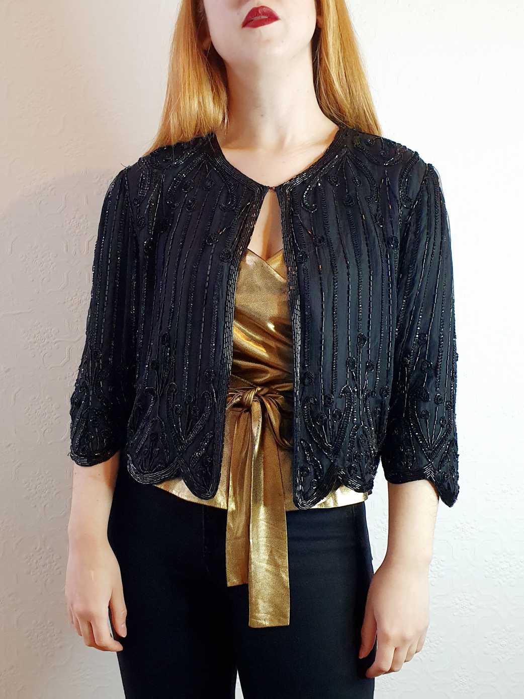 Vintage Beaded Silk Trophy Jacket - M