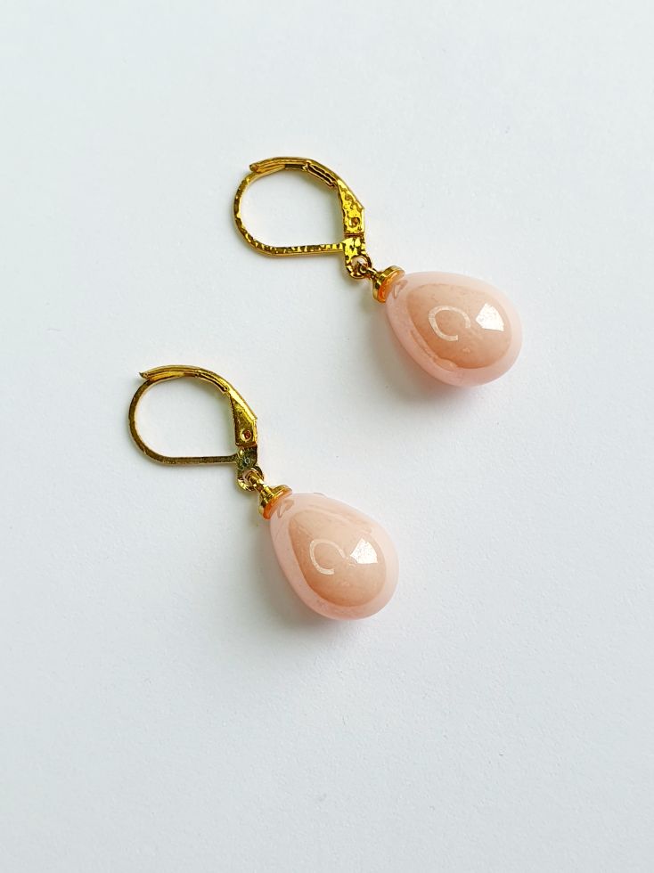 Vintage Gold Plated Pink Pearl Drop Earrings
