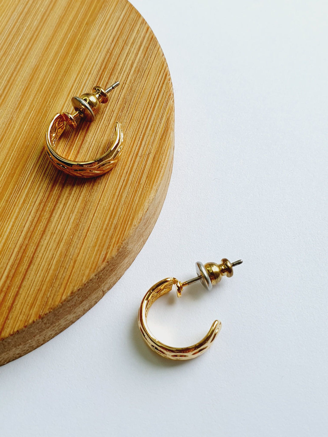 Vintage Gold Plated Minimal Micro Hoops