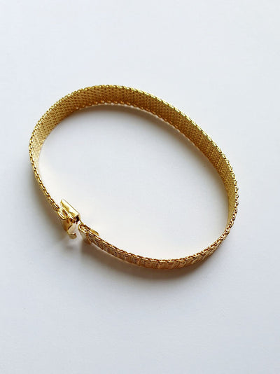 Thin Vintage Gold Plated Flat Mesh Bracelet