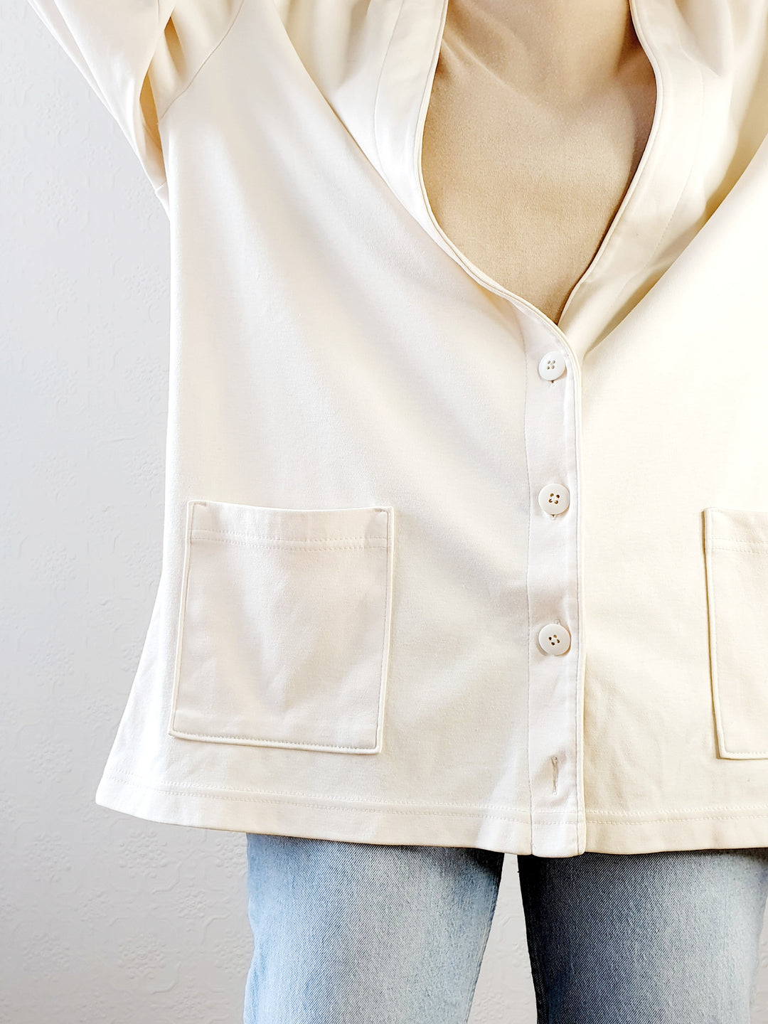 Pure Cotton Cream Jersey Cardigan - XXL