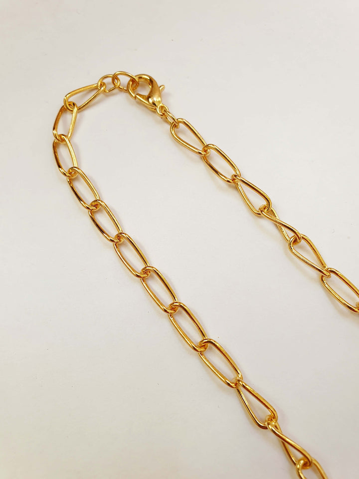 Vintage Gold Plated Long Link Chain Necklace