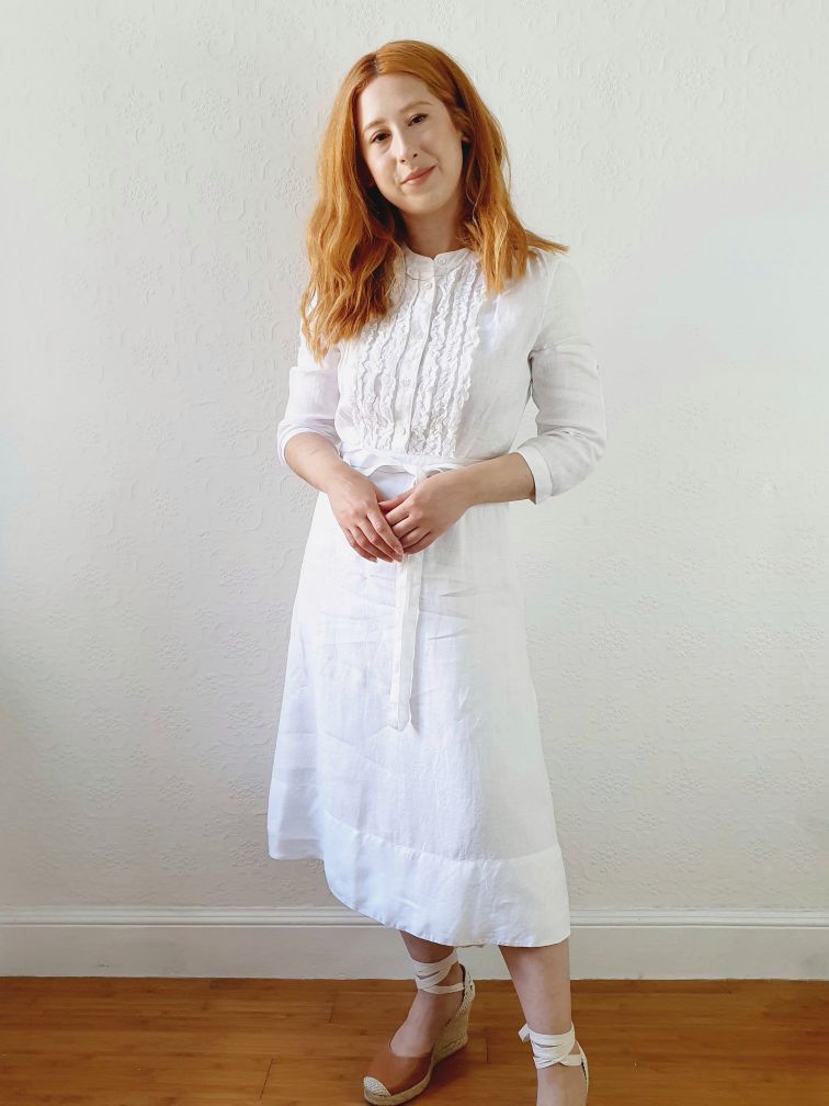 Preloved White Linen Dress - XS/S