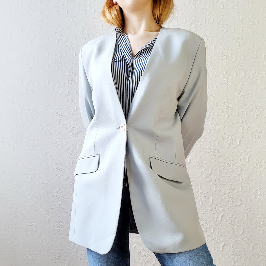 St Michael Baby Blue Wool Blazer - M/L