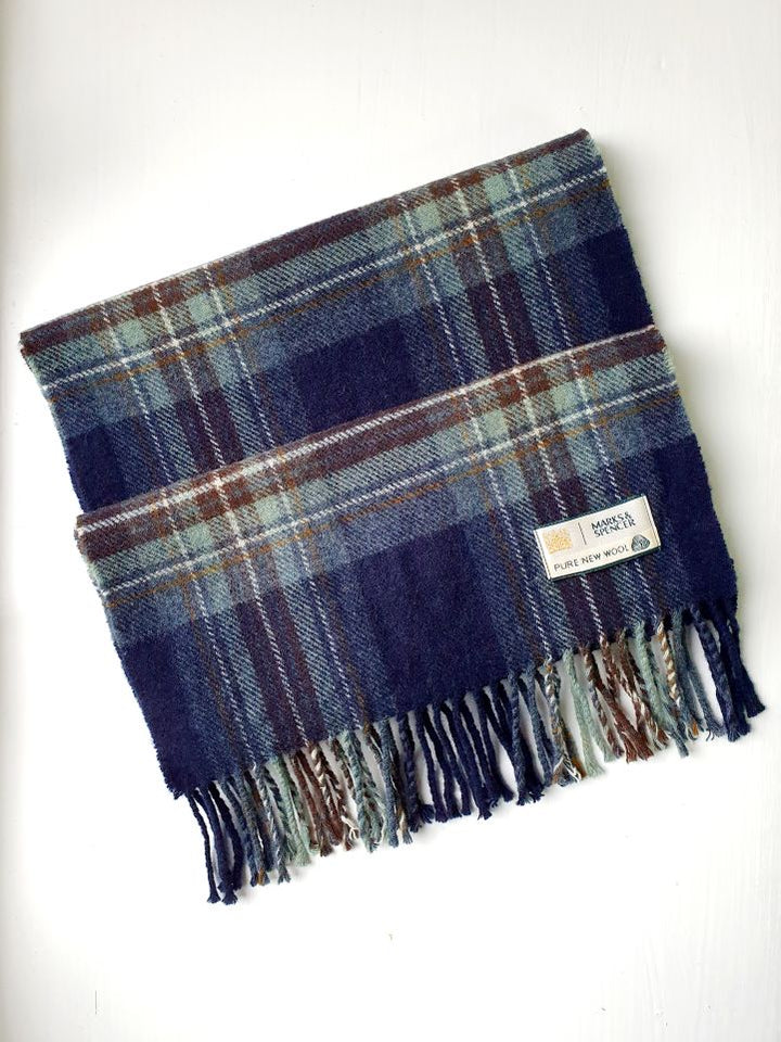 Vintage Tartan Wool Scarf