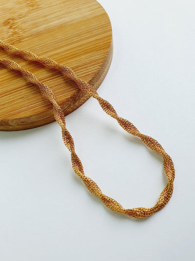 Gold Plated Twist Mesh Chain Necklace