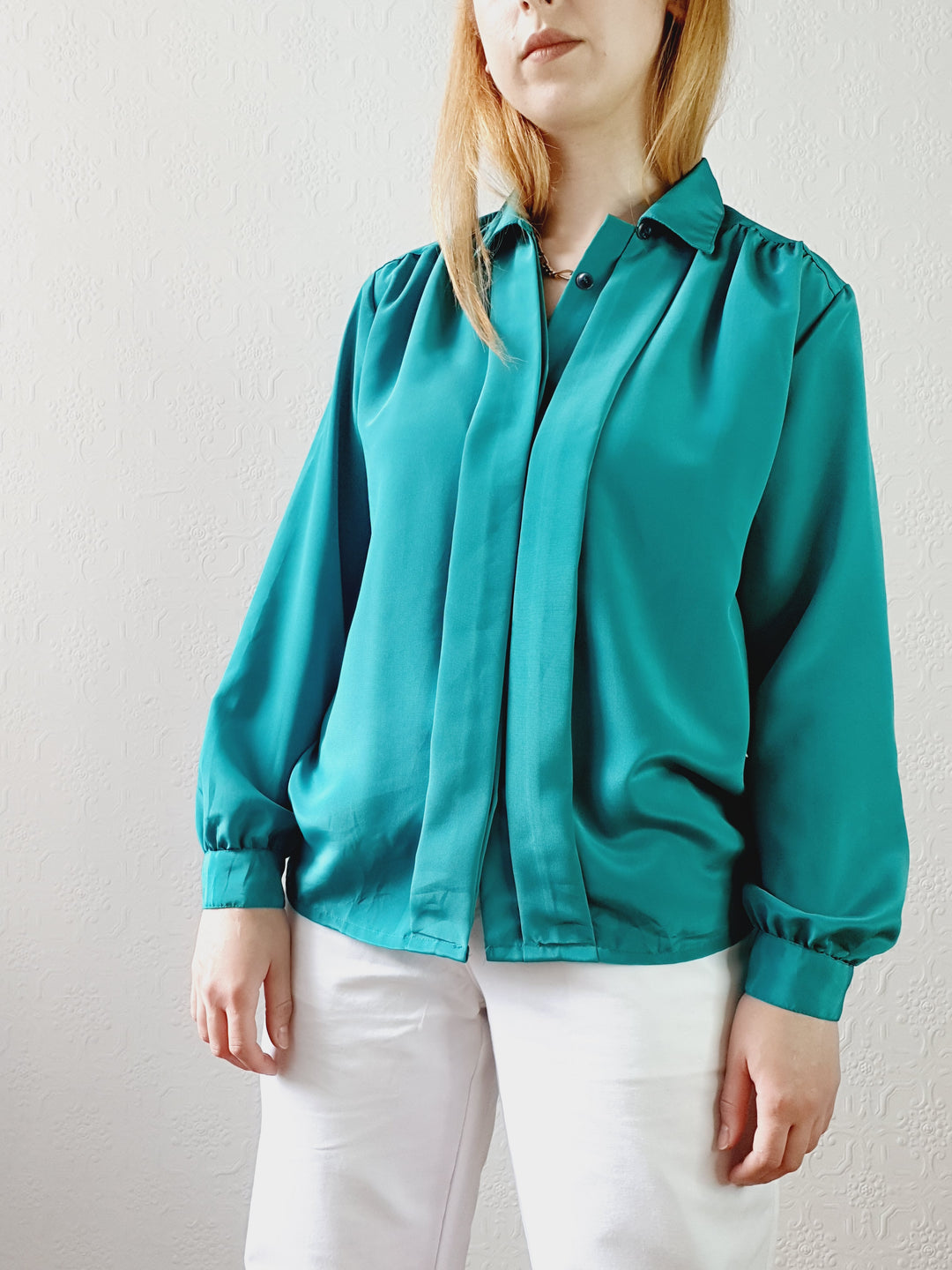 Vintage Emerald Green Blouse • S-M