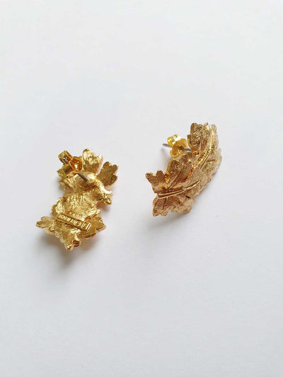 Vintage Gold Plated Leaf Stud Earrings by Napier