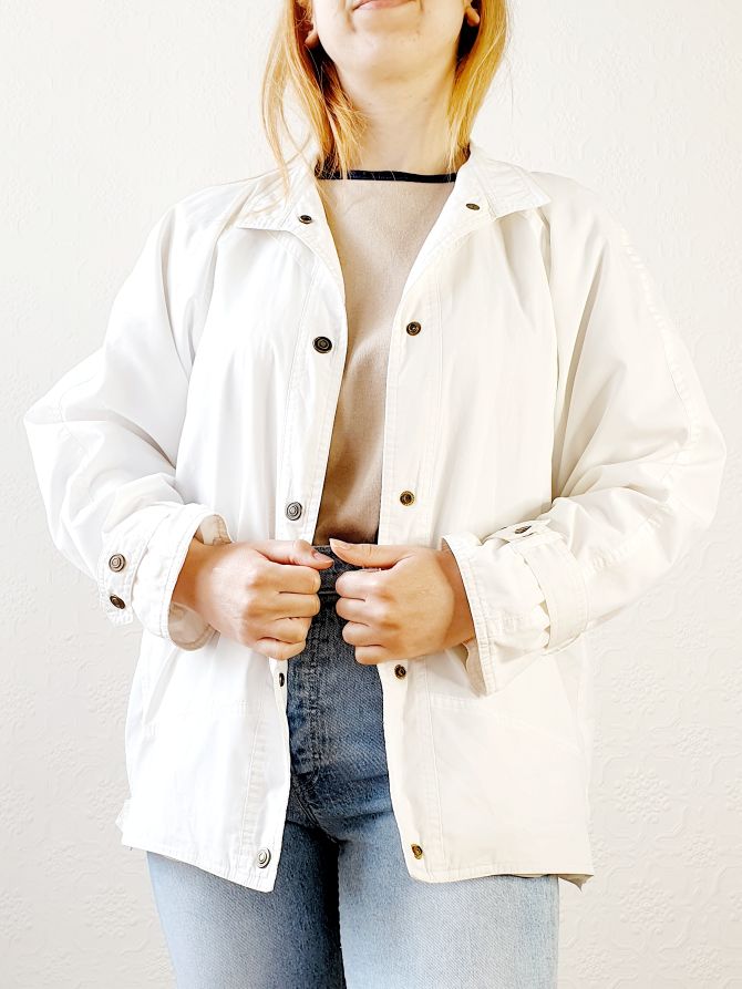 1980s White Bomber Jacket - M/L