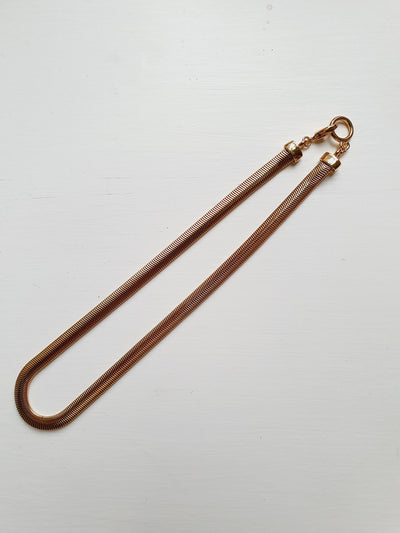 Gold Toned Herringbone Chain Necklace
