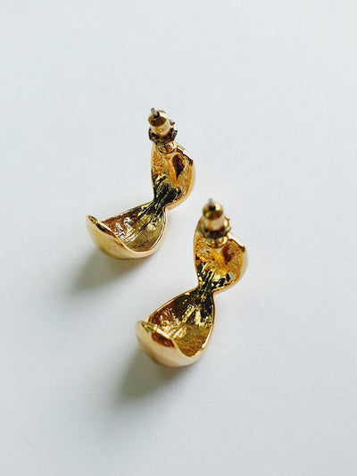 Vintage Gold Toned Twist Hoop Earrings
