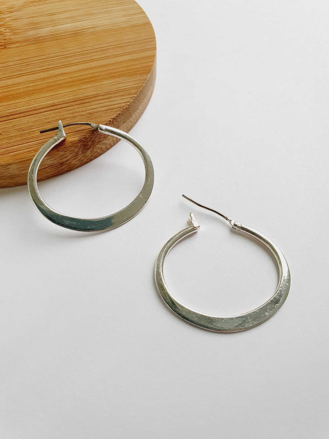 Vintage Silver Toned Oval Hoops