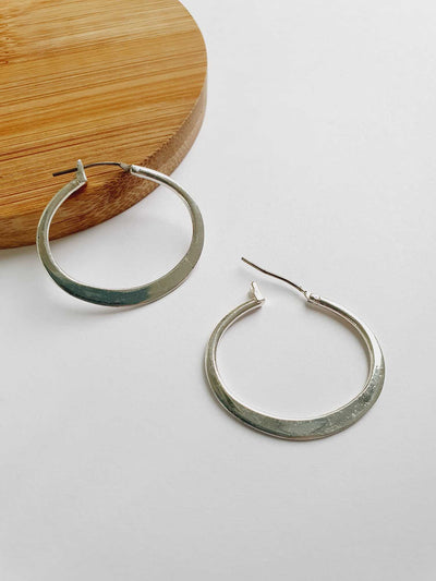 Vintage Silver Toned Oval Hoops
