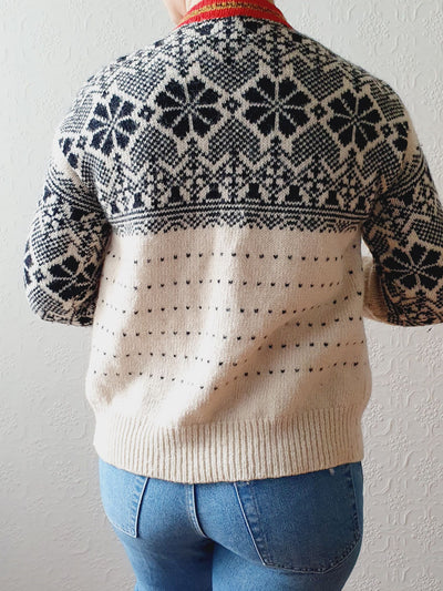 Vintage Icelandic Style Wool Cardigan - XS/S