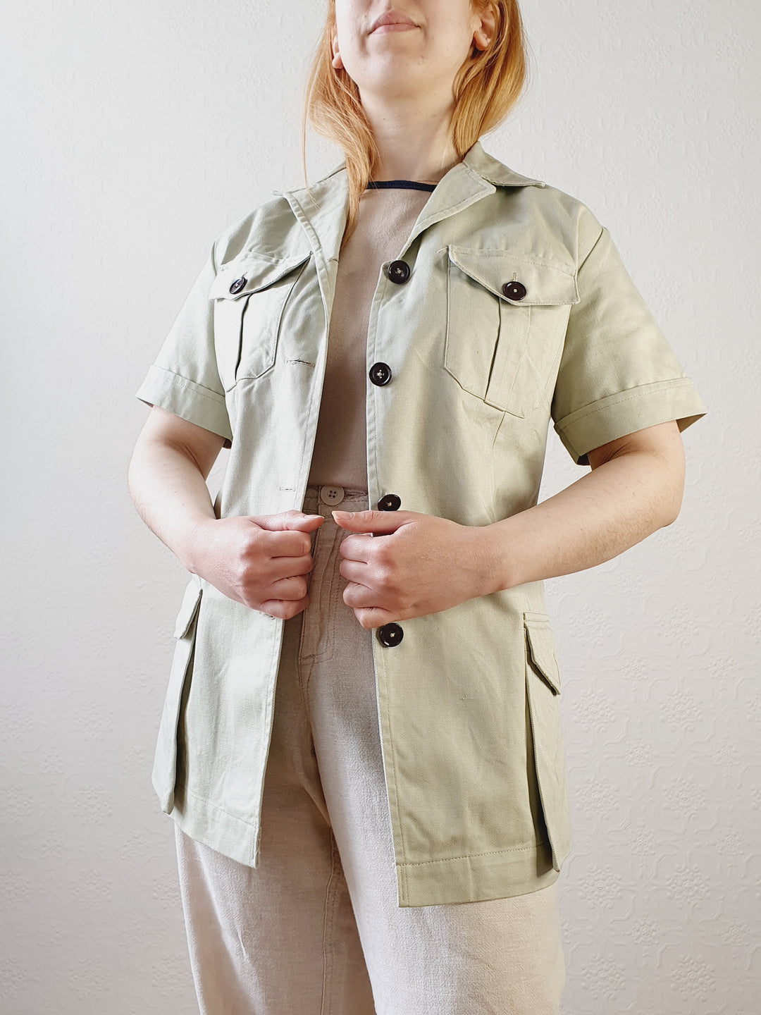 Original Vintage Sage Safari Jacket - M