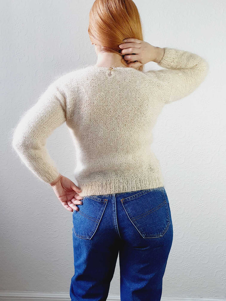 Vintage Cream Mohair Jumper - XS