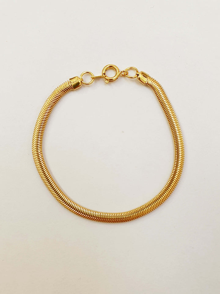 Vintage Gold Plated Herringbone Chain Bracelet