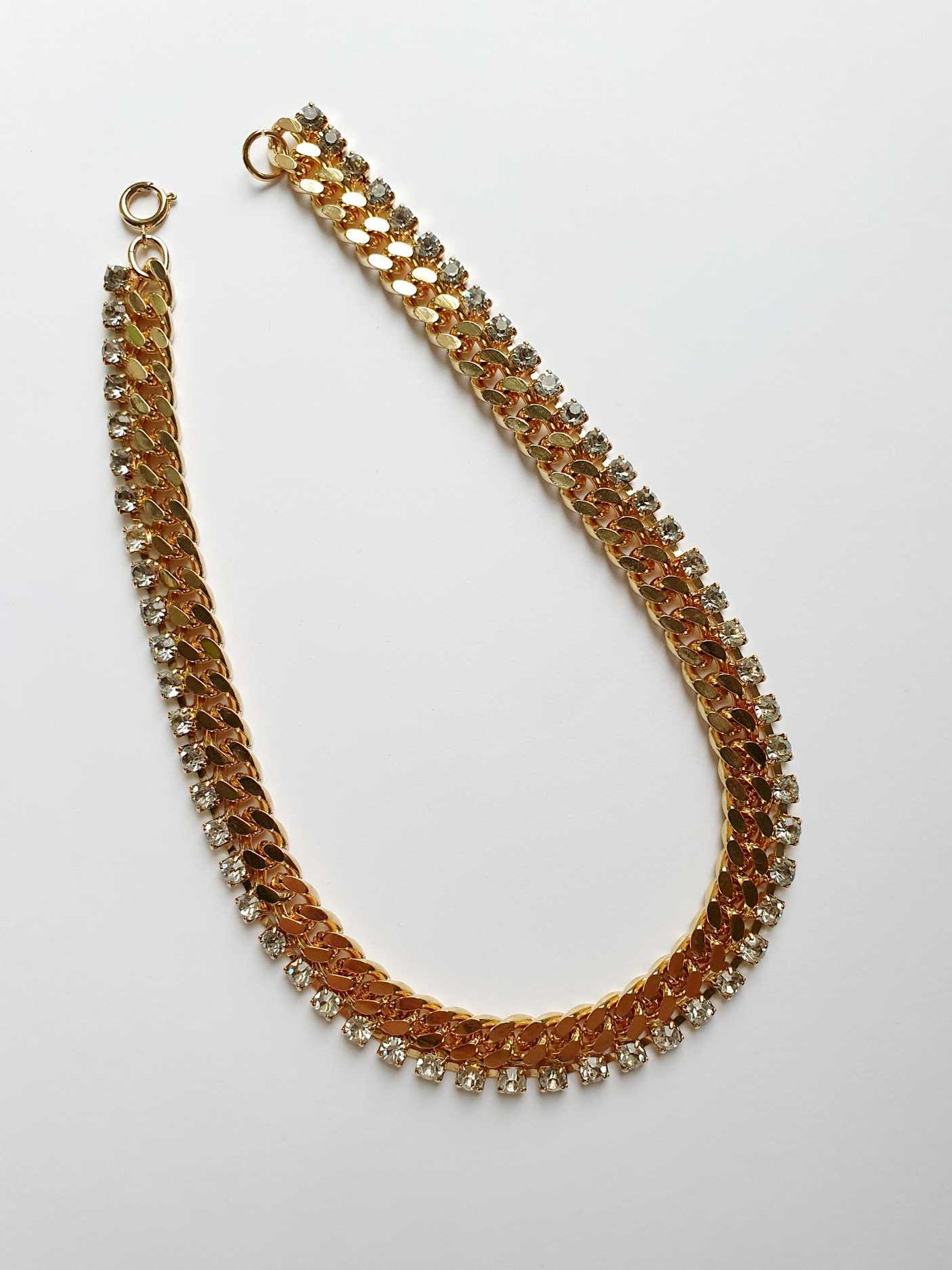 Vintage Gold Plated Chunky Crystal Necklace