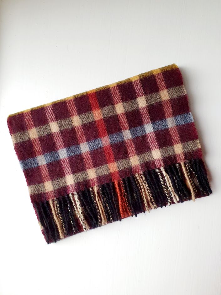 Vintage Burgundy Checked Scarf