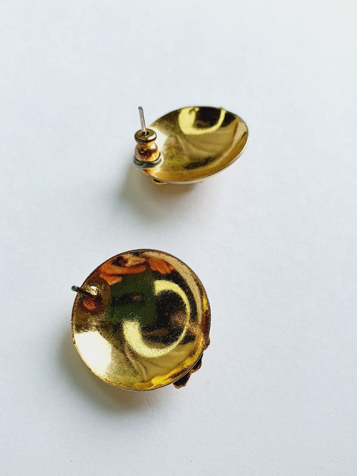 Vintage Gold Plated Round Stud Earrings