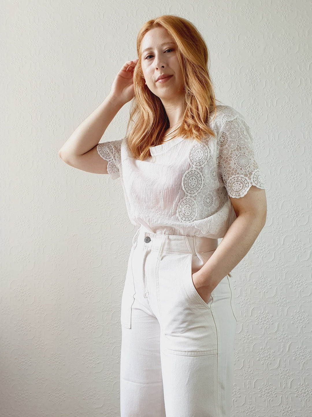 Sheer Cotton Lacy Blouse - M/L