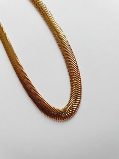 Vintage Gold Plated Herringbone Chain Necklace