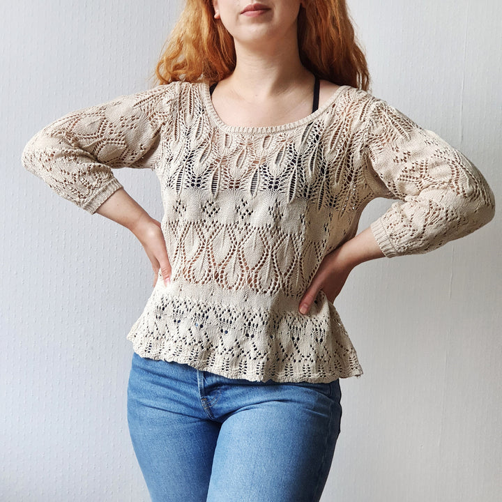 Crochet Knit Top - M