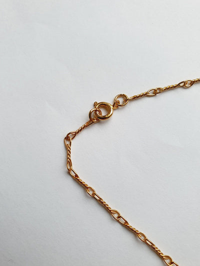 Vintage Gold Plated Chain Necklace with Pink Beads