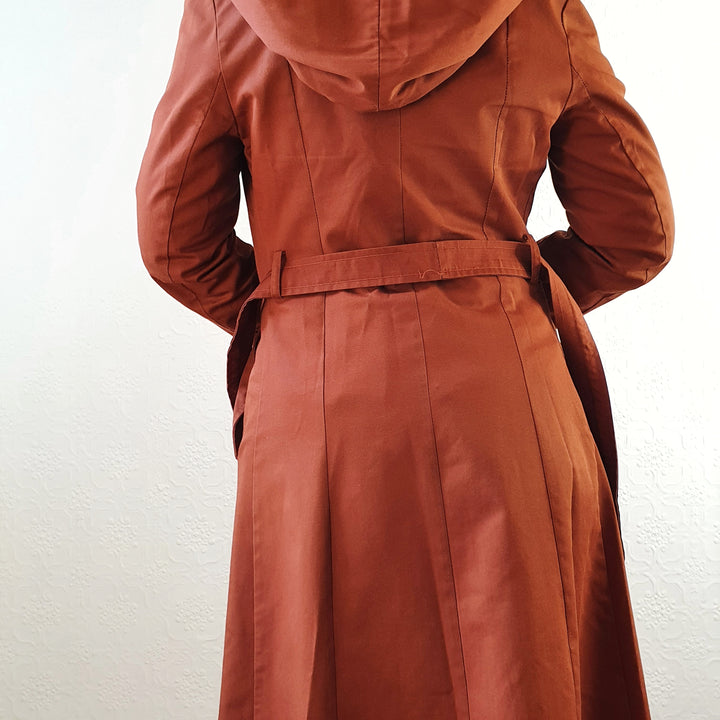 Rust Hooded Trench Coat - XS