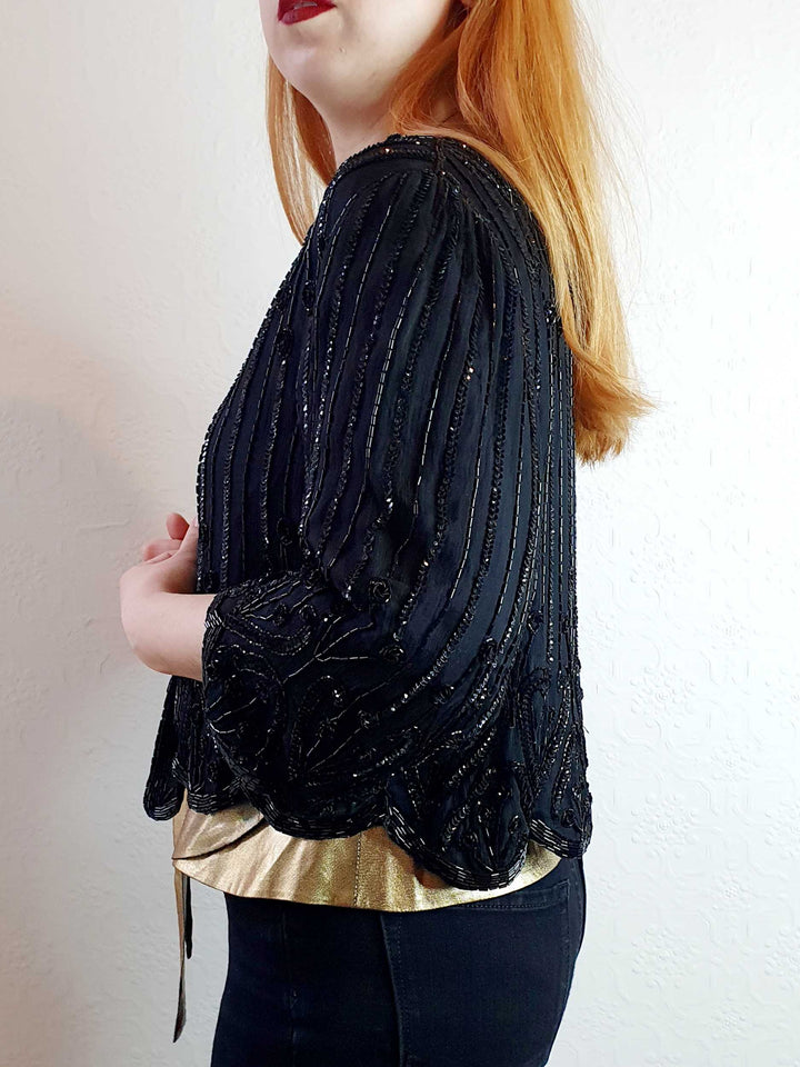 Vintage Beaded Silk Trophy Jacket - M