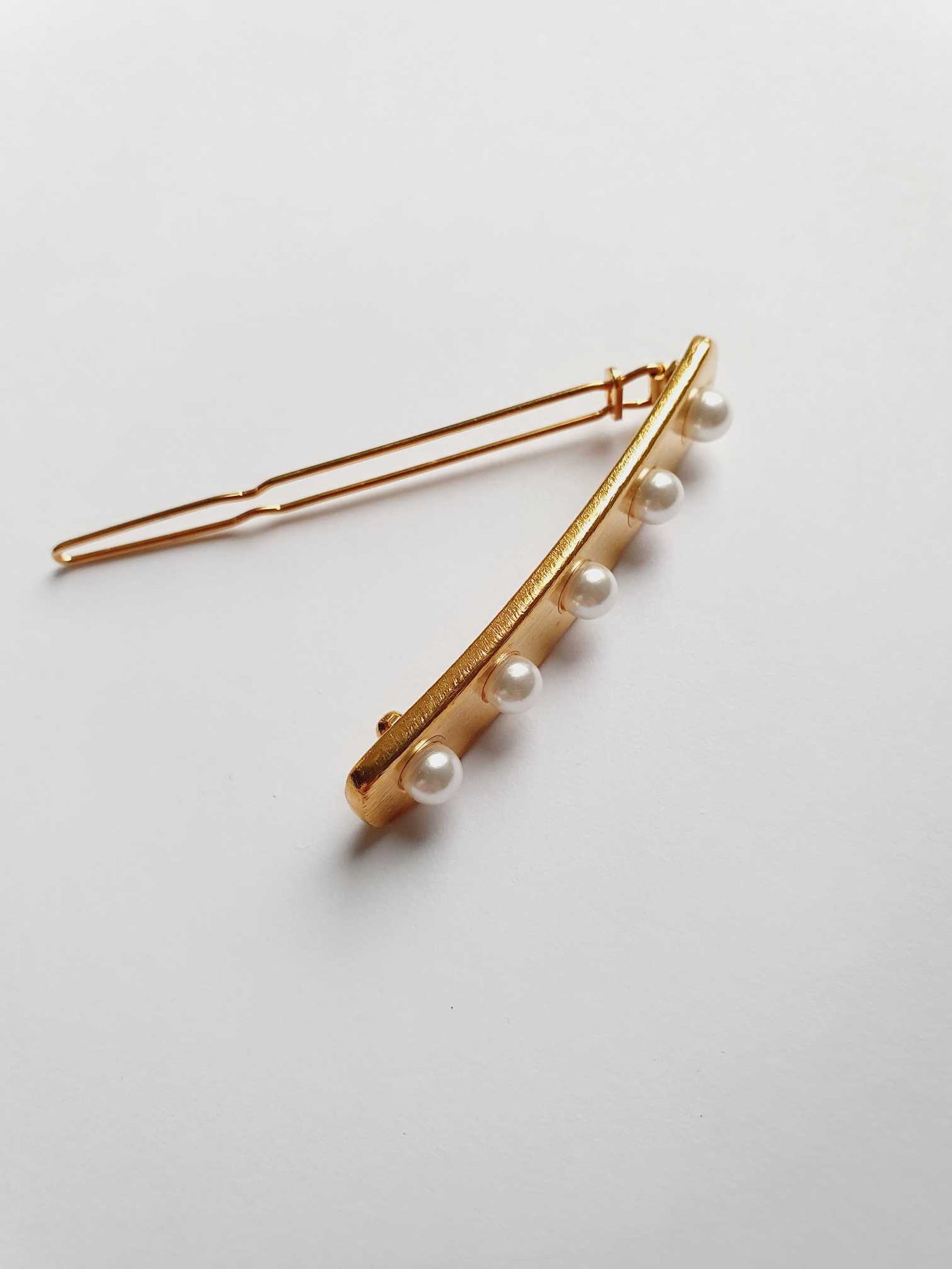 Vintage Gold Plated Hair Clip with Pearls